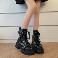 Gothic Women's Rivet Chain Short Boots - Thumbnail 3