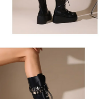 Riveted Buckle Punk Biker Chic Boots - Thumbnail 1