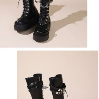Riveted Buckle Punk Biker Chic Boots - Thumbnail 2
