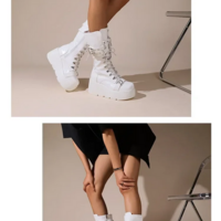 Riveted Buckle Punk Biker Chic Boots - Thumbnail 5