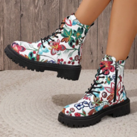 Stylish Vintage Floral Women's Ankle Boots  - Thumbnail 3