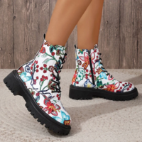 Stylish Vintage Floral Women's Ankle Boots  - Thumbnail 5