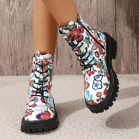 Stylish Vintage Floral Women's Ankle Boots  - Thumbnail 6