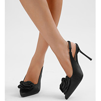 Flower Pointed Toe D'Orsay High Heels - Thumbnail 4