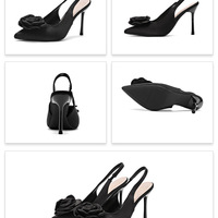 Flower Pointed Toe D'Orsay High Heels - Thumbnail 6