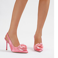 Flower Pointed Toe D'Orsay High Heels - Thumbnail 2