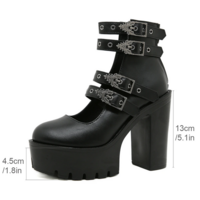 Gothic Style Women's Block Heel Shoes - Thumbnail 6