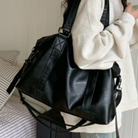 Black Soft Leather Crossbody Handbag - Thumbnail 1