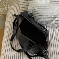 Black Soft Leather Crossbody Handbag - Thumbnail 3