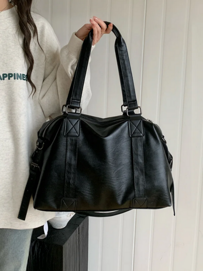 Black Soft Leather Crossbody Handbag