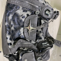 Grey Leopard Print Cross Star Y2K Shoulder Bag  - Thumbnail 9