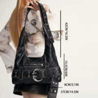 Luxury Rivet PU Leather Handbag for Women - Thumbnail 9