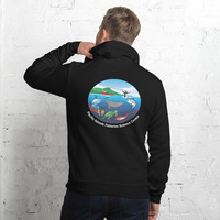 Unisex hoodie, black, embroidered NOAA Fisheries on chest, printed artwork on back - Thumbnail 1