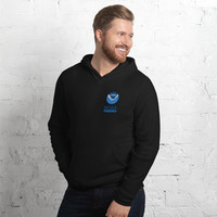 Unisex hoodie, black, embroidered NOAA Fisheries on chest, printed artwork on back - Thumbnail 2