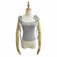 Embroidered Bow Tie-up Sleeveless Fashion Vest - Thumbnail 4