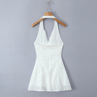 Holiday Style Casual Halter Neck Bow Sexy Lace Embroidered Dress - Thumbnail 2