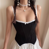 Sexy classic black fishbone waist slimming tube top camisole - Thumbnail 1