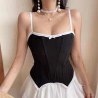 Sexy classic black fishbone waist slimming tube top camisole - Thumbnail 4