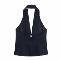Fashionable Bowknot Paneled Halter Neck Top - Thumbnail 1