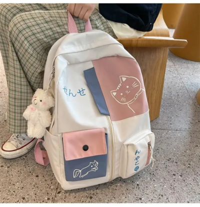 Kawaii Cat Backpack  Large Capacity Schoolbag