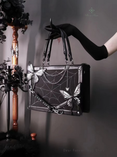Y2K Gothic Butterfly Spider Web Ita Bag