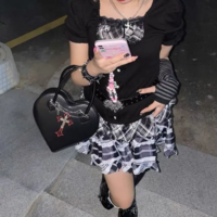 Gothic Style Women's Love Heart Purse Y2K Aesthetic Handbag - Thumbnail 5
