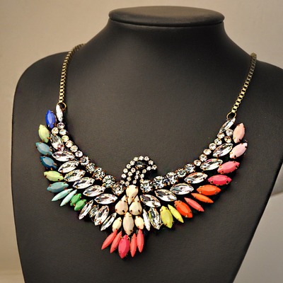 Multi color eagle necklace