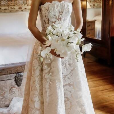 Romantic a line lace wedding dress bridal gown wedding gown