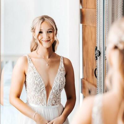 A-line sexy lace bodice open back wedding dress bridal gown wedding gown