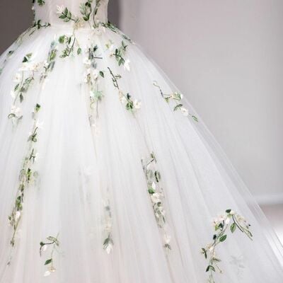 Elegant ball gown tulle appliques wedding dress bridal gown wedding gown