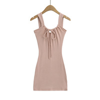 Sexy Slim Fit Bowknot Drawstring Vest Dress - Thumbnail 3
