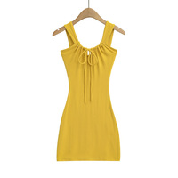 Sexy Slim Fit Bowknot Drawstring Vest Dress - Thumbnail 4