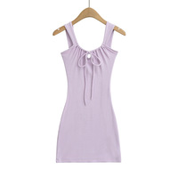 Sexy Slim Fit Bowknot Drawstring Vest Dress - Thumbnail 5