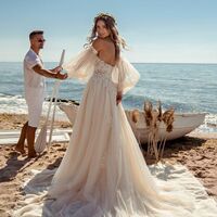 Mermaid Sexy Sexy Handmade Flowers Satin Wedding Dress Bridal Gown Wedding Gown - Thumbnail 1