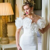  Mermaid Sexy Sexy Handmade Flowers Satin Wedding Dress Bridal Gown Wedding Gown - Thumbnail 3