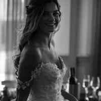 A-line Off the Shoulder Satin Wedding Dress Bridal Gown Wedding Gown - Thumbnail 1