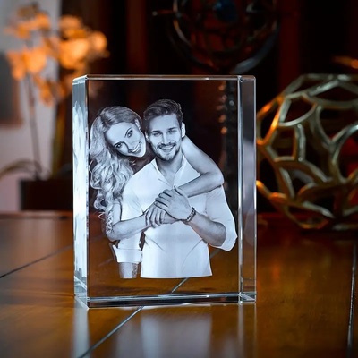 Personalized Glass Photo Crystal Ornament – Custom Engraved Gift for Family, Couples, Pets, Art Deco Home Decor