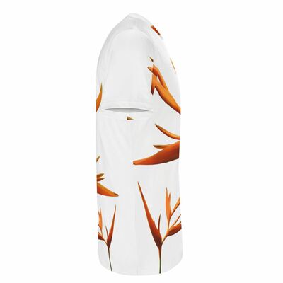 Orange blossom print white men's t-shirt