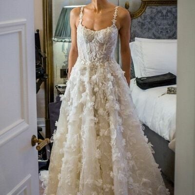 3d flowers floral a line wedding dress bridal gown wedding gown