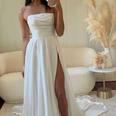Simple a line strapless wedding dress bridal gown wedding gown