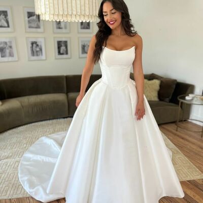 Elegant ball gown satin wedding dress bridal gown wedding gown