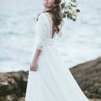 Elegant A Line Lace Beach Boho Wedding Dress Bridal Gown Wedding Gown - Thumbnail 1