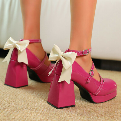 Cute bowknot strappy heeled shoes - 3colors