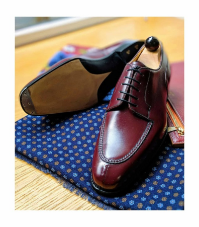 Handmade Men Bordeaux Calf Leather Oxford Dress Shoes