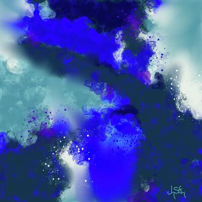 Electric Blue Art Print - 12" X 12"