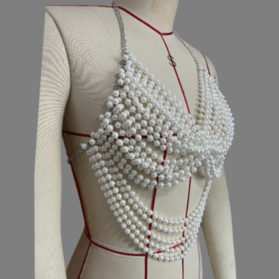 Holiday pearl chain bikini top