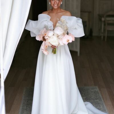 Elegant off the shoulder beach boho wedding dress bridal gown wedding gown