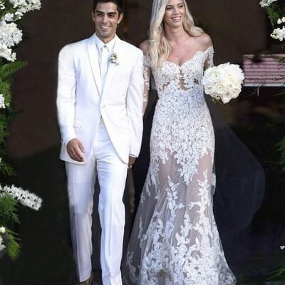 Elegant mermaid lace appliques wedding dress bridal gown wedding gown