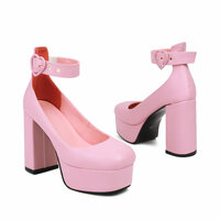 Solid Color Heart Buckle High Heels - 2colors - Thumbnail 6