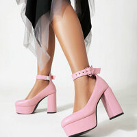 Solid Color Heart Buckle High Heels - 2colors - Thumbnail 2